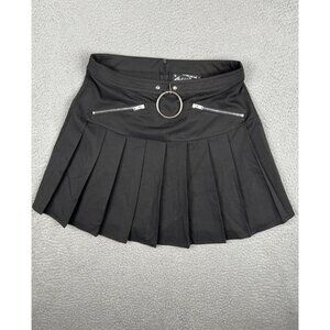 KILLSTAR No Lip Pleated Mini Skirt Black Back Zip Punk Goth Size Large